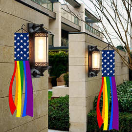 彩色飘带美国国旗风筒TEMU跨境热卖款风向标数码印刷 一件代发