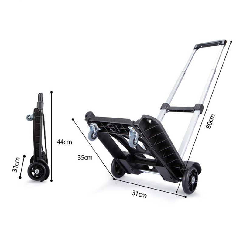 Quality handheld luggage cart on four wheels with rope