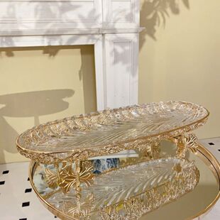 Tray foreign trade crystal glass long tray glasstray leaves dried fruit plate snack plate fruit tray