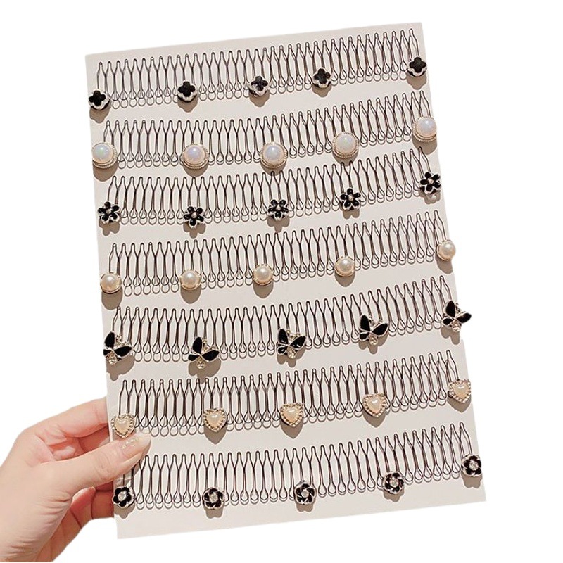 Cuentas de trébol de moda estilo coreano flequillo pelo roto artefacto acabado peine de Cabeza trasera peine de pelo rhinestone tocado horquilla