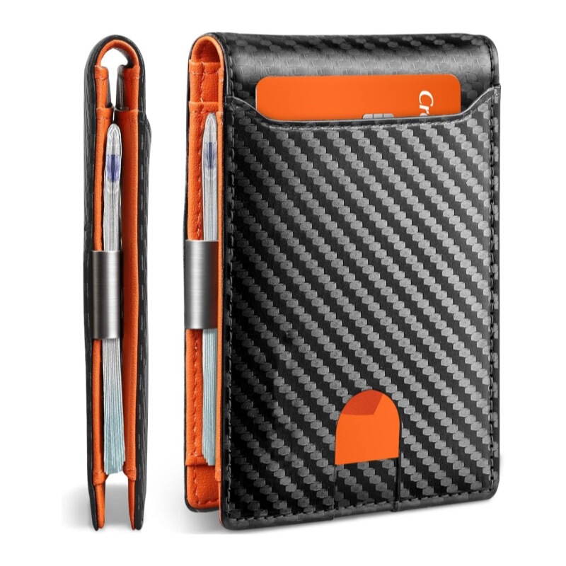 Spot Delivery Aliexpress Amazon Cross-Border New Men's Wallet Business Carbon Fiber Dollar Clip Card Holder Card Holder