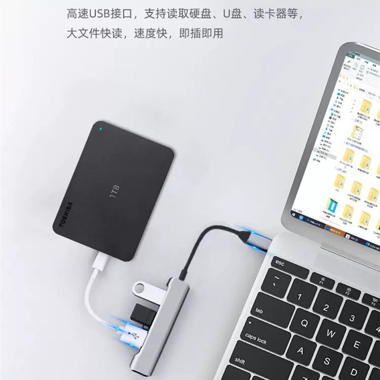 适用手机平板电脑四合一type-c转USB3.0吕合金扩展坞HUB分线器otg