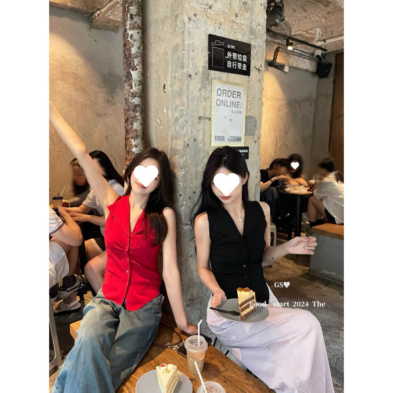 Summer New Korean Style Lapel Design Vest Knitted Sweater for Women, Fashionable Temperament, Casual and High-End Factory Wholesale