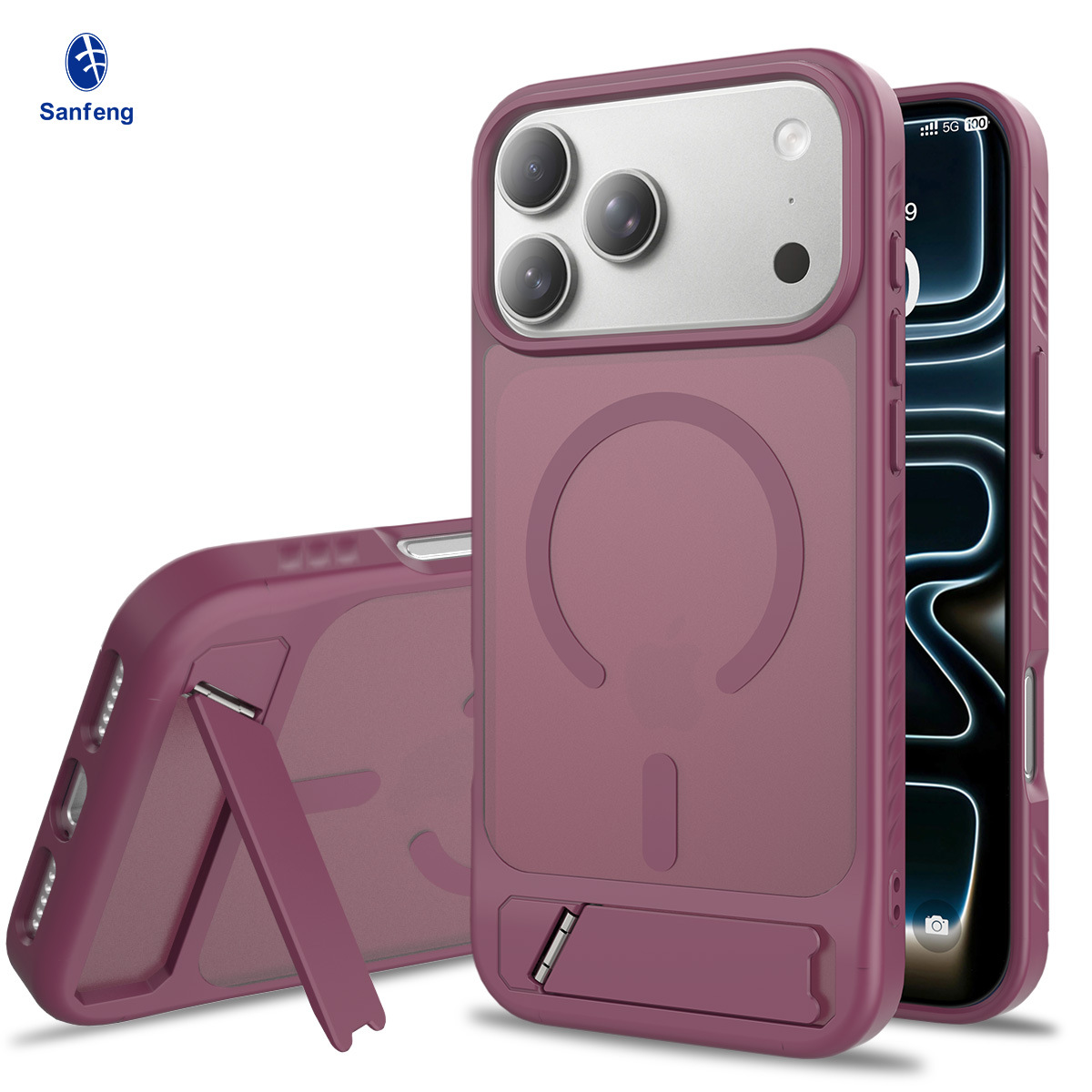 Nuevo Amazon Apple 18pm caso de teléfono celular resistente a la caída soporte incorporado 2 en 1 17 caso de protección de succión magnéticaomax image 14