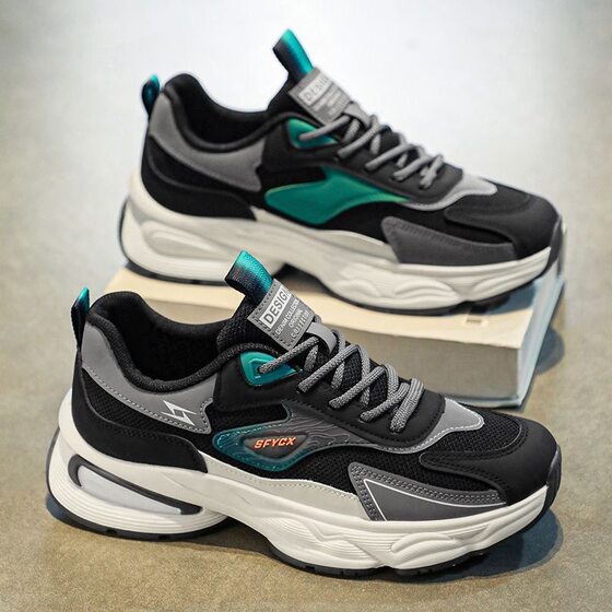 Summer Men's Shoes New Breathable Mesh Sports Shoes Men's Korean Style Trendy Versatile Thick-Soled Casual Dad Shoes Trendy Shoes