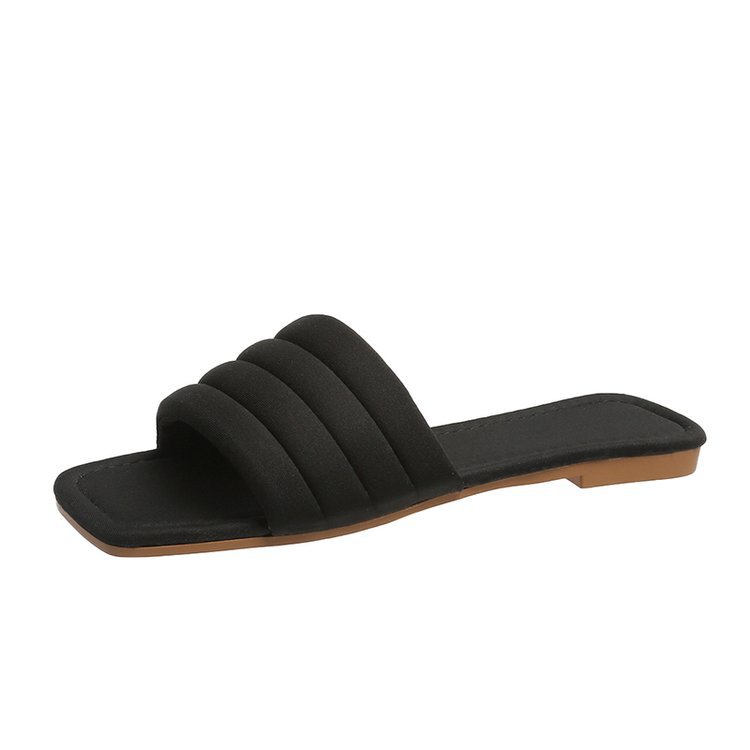 Women's Ladies Slides Indoor Leather Fabric Waterproof Non-Slip Flip Flops_voghion.com