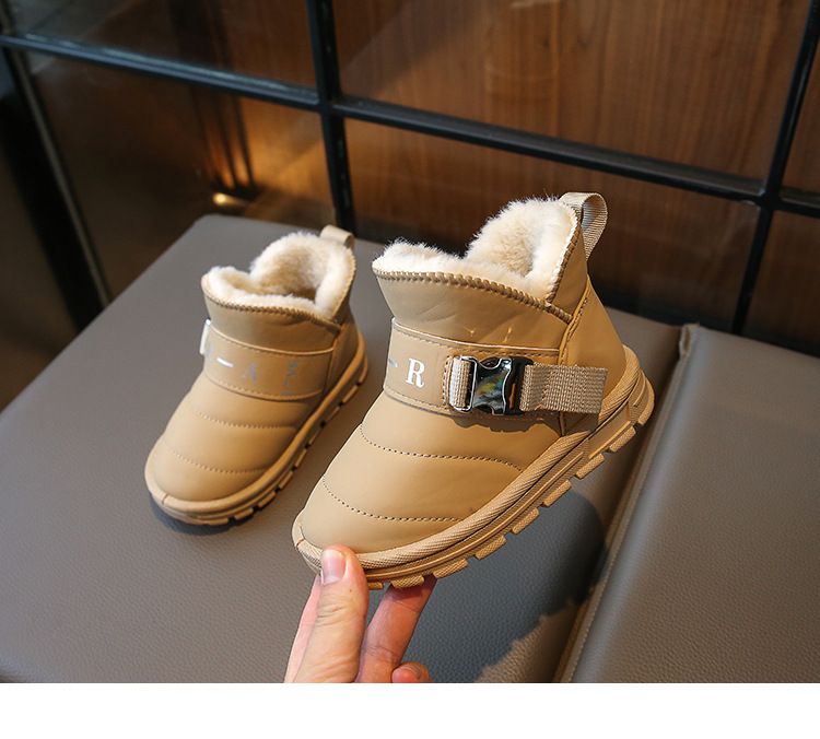 New winter cotton shoes with wool thickening boys fur one children's cotton boots waterproof_voghion.com
