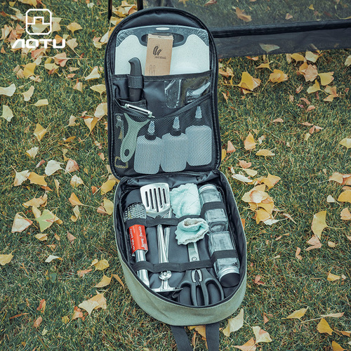 Outdoor tableware, portable set, picnic knife, picnic cooker, barbecue kitchenware storage bag, camping supplies, empty bag
