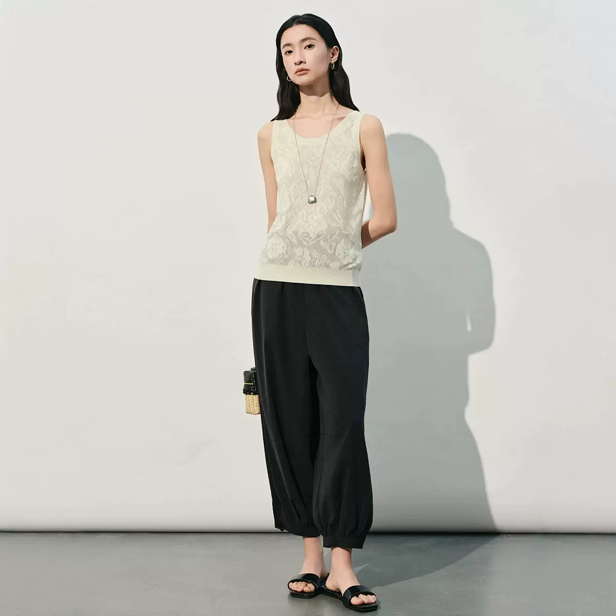 夏季新品桑蚕丝无袖针织衫女提真丝提花短袖T恤优雅气质上衣批发