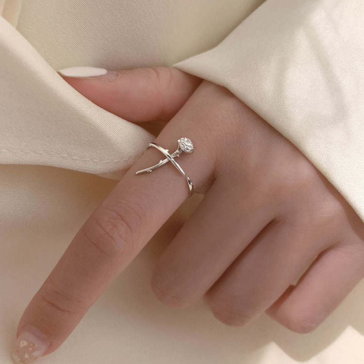 Sunrise 3D rozenbloem ring voor dames, eenvoudig en uniek ontwerp, minimalistische stijl, verstelbare open ring voor de wijsvinger_voghion.com