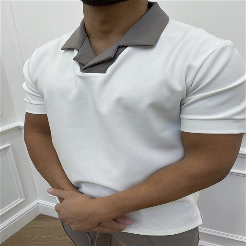 2022 Sommer-Poloshirt mit gespleißtem, farbigem Reißverschluss für lässiges Kurzarmoberteil für Herren_voghion.com
