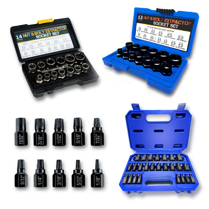 14pc螺母取出器破损残缺螺母取出器六角螺母拆除套筒组套工具