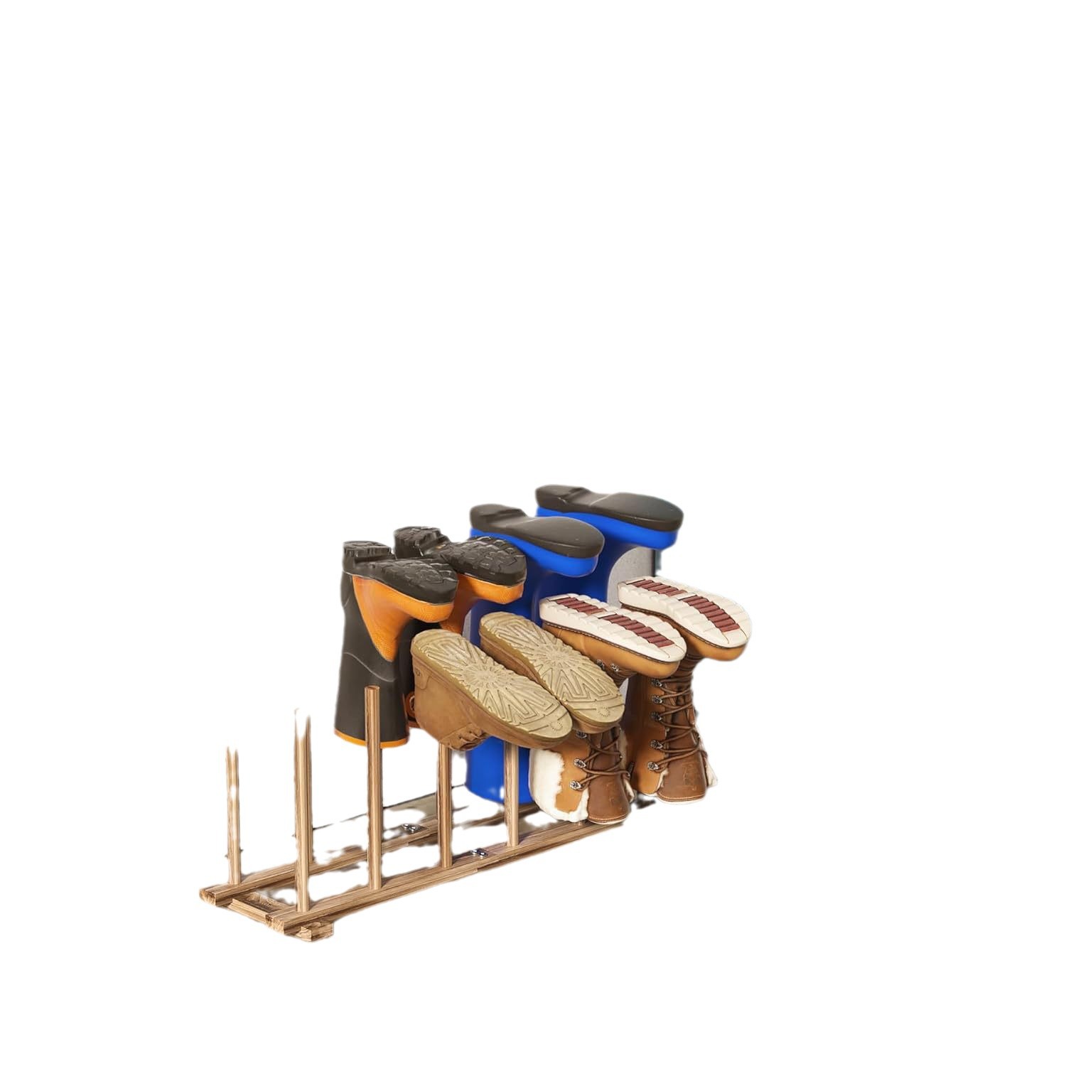 Soporte de botas de tubo vertical de bambú Soporte de almacenamiento de zapatos de pie libre de rejilla múltiple Inicio porche Soporte de acabado de botas altas de madera maciza