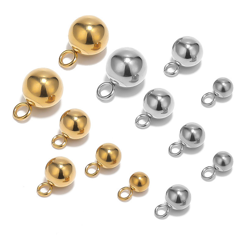 クロスボーダーネックレスブレスレットアクセサリービーズアクセサリーステンレス鋼ボールソリッドペンダント diy ラウンドビーズペンダントペンダント|undefined