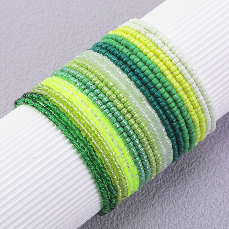 20 Pieces of Bead Green Gradient Bracelets Music Festival Jewelry Glass Beads Small Micro Beads Colorfulful Micro Beads Party Gifts Europe and the United States