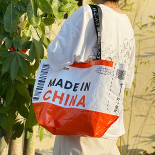 Printed woven snakeskin handbag large capacity color printing film advertising woven bag printed PP woven bag LOGO