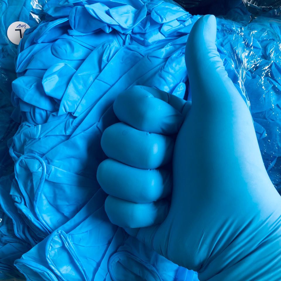 9 pulgadas 12 pulgadas guantes de nitrilo azul blanco impermeable a prueba de agua a prueba de aceite guantes de protección para el cabello de belleza doméstica