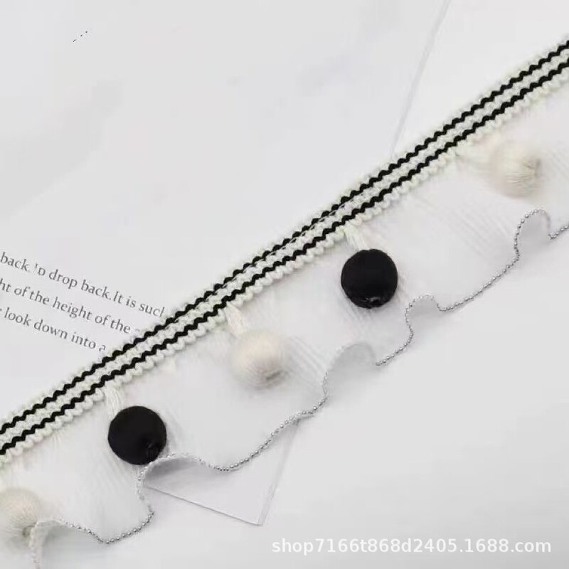 New Curtain Lace High Quality Lace Cotton Thread Wooden Bead Pendant Accessories Accessories Textile Home Decoration