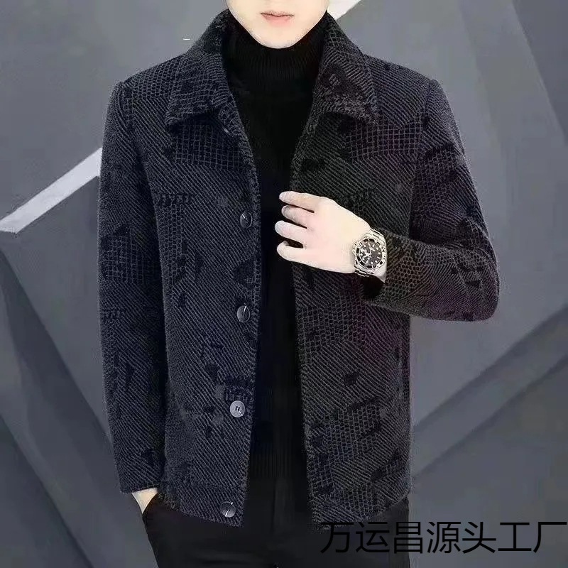 Abrigo de invierno para hombre chaqueta de lana engrosada forrada de lana Otoño e Invierno nueva ropa de abrigo corto para hombre