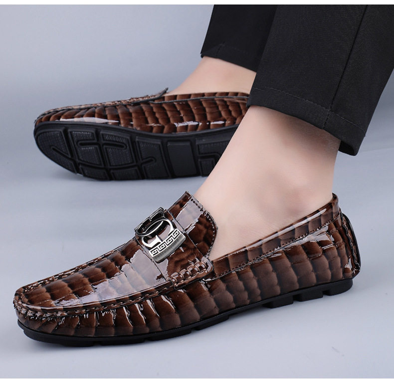 Giày lười nam da bò xỏ chân kiểu Anh, mũi tròn, đế bằng, cỡ lớn — 24708 Màu nâu, 24708 Màu xanh lá cây, 24708 Màu đen chi tiết 21
