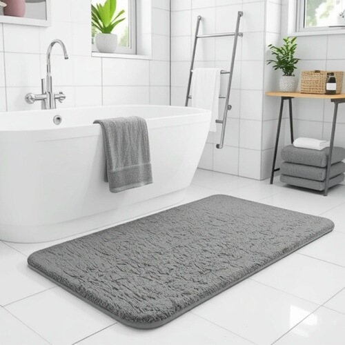 Carpet solid coral plush mat with thick memory foam anti-slip foot mat bathroom water-absorbent quick-dry door mat