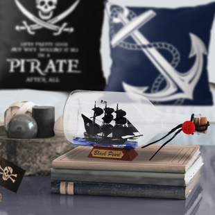 Bottle Gift Small Pirates of the Caribbean Drift Bottle Wholesale Crafts Glass Creative Wishing Bottle Black Pearl Ship