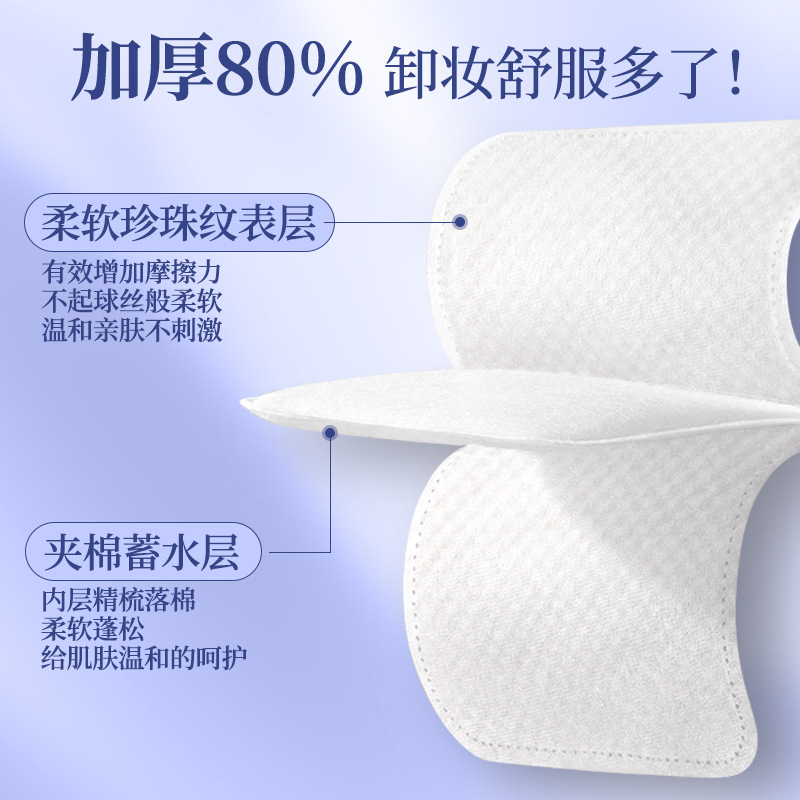 LMLTOP aumentó el algodón maquillaje de patrón de perlas, 100 piezas de algodón maquillaje de sándwich para la piel, suministro transfronterizo exclusivo de algodón SY465