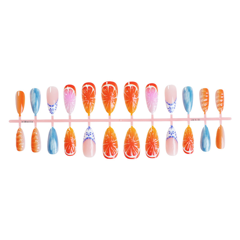 40g Weight press-on nails Nail Supplies 1 Set Quantity ABS Material Orange Pattern Casual, French Style Style Casual French Style Orange ABS Press-on Nails 1 Set 5