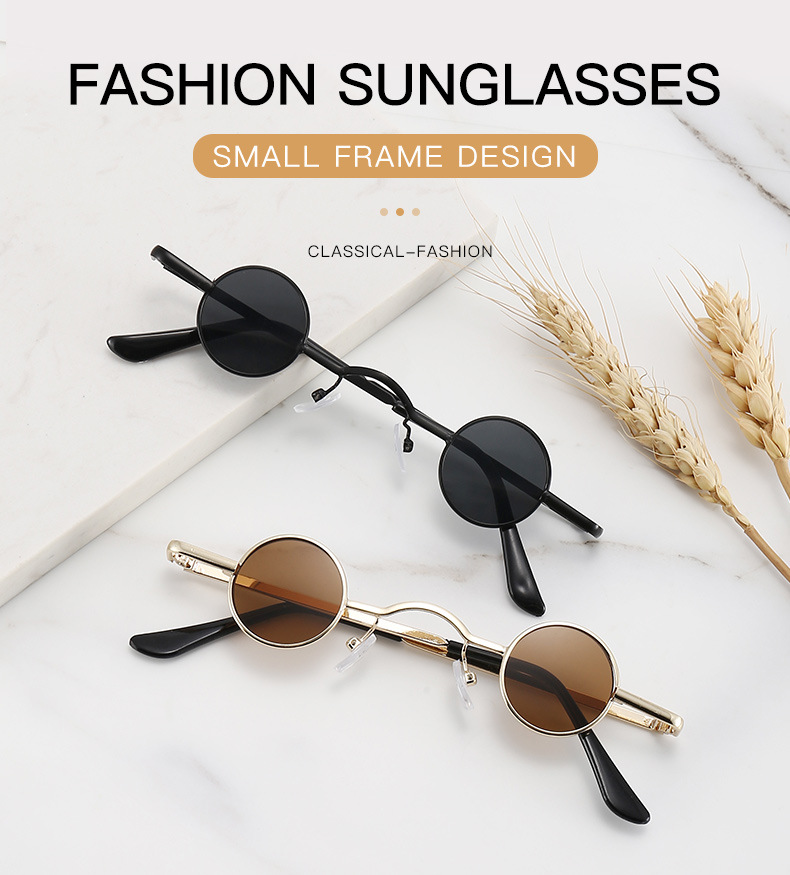 Vintage Style Solid Color Pc Round Frame Patchwork Full Frame Women's Sunglasses display picture 1