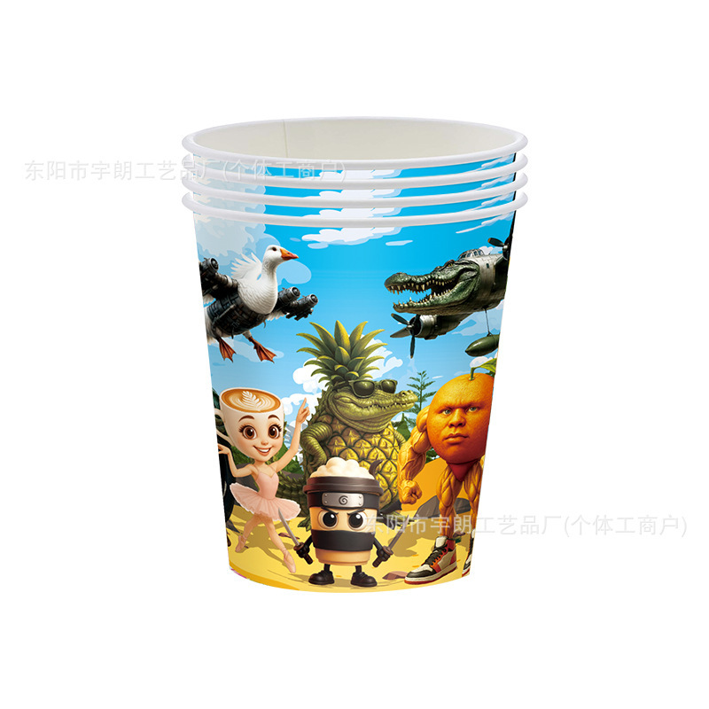 跨境新款山海经派对纸盘桌布卡通儿童生日装饰餐具用品布置套装|undefined