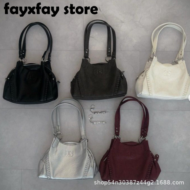 Aason hobo bag blogger with South Korea 24FW leather mini locomotive single shoulder underarm bag large capacity handbag
