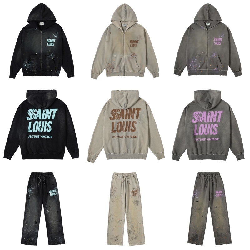 アメリカレトロsssaint louisカーディガン男女ins高街秋冬に古いフードコートを作る|undefined