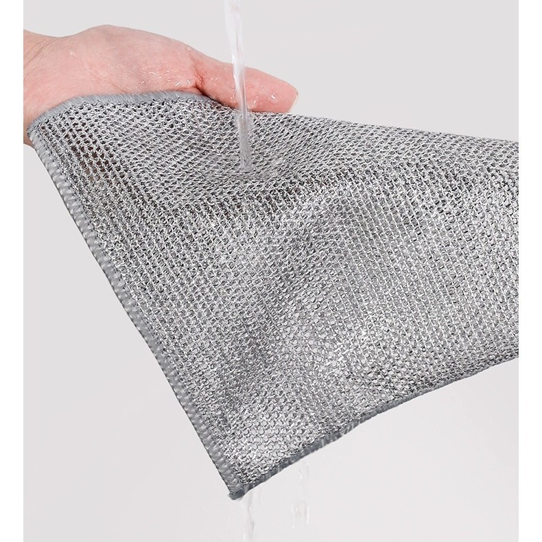 Paño de plato de alambre de plata de un solo lado paño de alambre de acero antiadherente de aceite en lugar de paño de bola de acero paño de plato multifuncional para el hogar