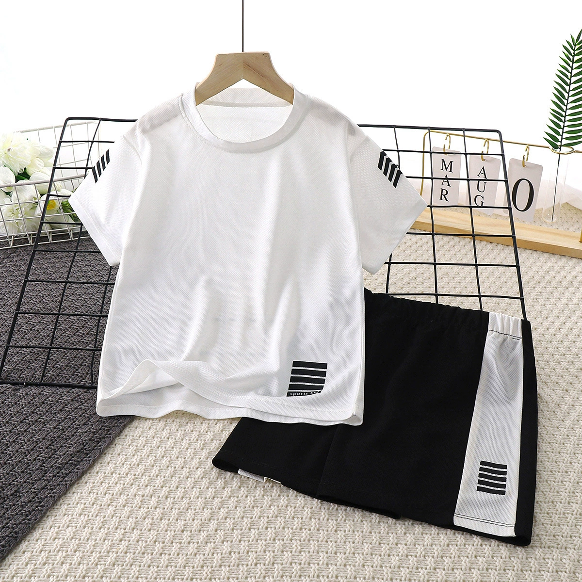 Children's quick dry summer clothing, summer set for boys, for teenagers, with short sleeve