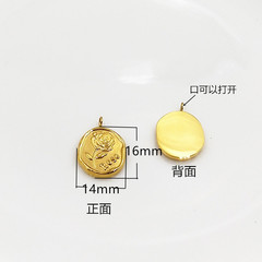 ins鈦鋼保色18K真空金色Rose玫瑰吊墜 鈦鋼火漆玫瑰DIY配飾