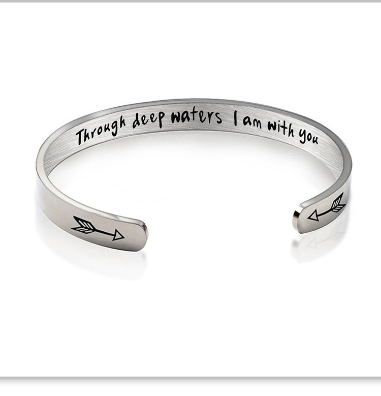 Letter Pattern Men's Gender Classic Style Commute Letter 304 Stainless Steel Carving Men's Bangle Men Cuff & Bangle
