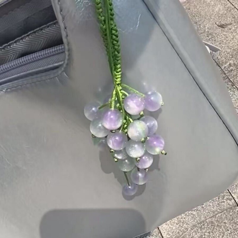 DIY自制紫水晶葡萄串珠挂链可爱小众包包挂件车挂装饰闺蜜礼物女|undefined