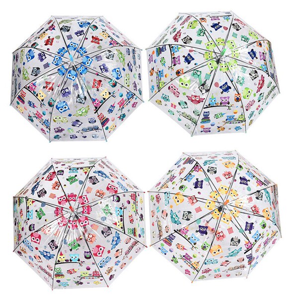 Transparent umbrella cartoon owl wholesale POE hand automatic long…