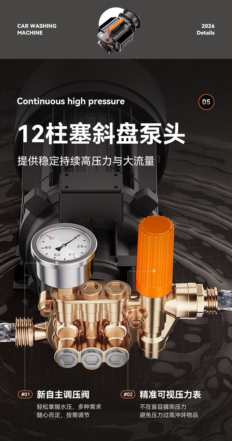 Laiben Car Washing Machine High-Pressure Water Gun Household 220V High-Power Car Washing Tool Booster Pump Powerful Floor Cleaning Machine