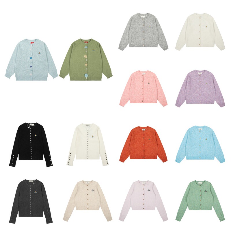 Vivi Classic Saturn Shell Starfish Button Embroidery Candy-Colored Multi-Color Heavy-Duty Single-Breasted Knit Cardigan Vivi Classic Saturn Shell Starfish Button Embroidery Candy-Colored Multi-Color Heavy-Duty Single-Breasted Knit Cardigan