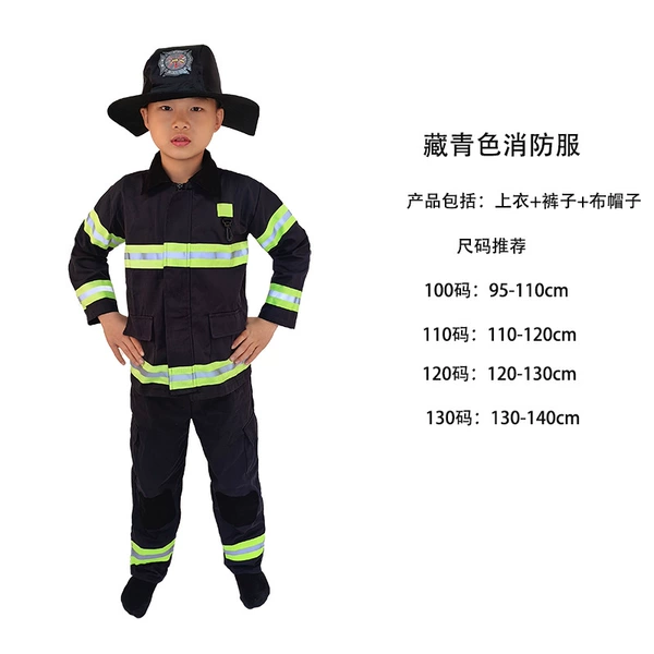 Firefighter suit blue cotton + cloth hat