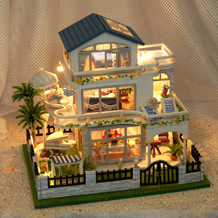 Tianyu diy cabin TC15 mini blue waltz hand-assembled miniature three-dimensional house model gift