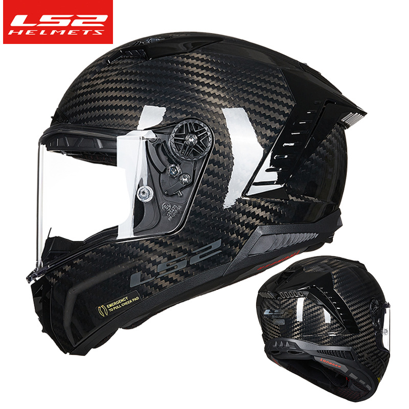 LS2 fibra de carbono casco de la motocicleta de los hombres y las mujeres de carreras de motos casco completo Four Seasons universal verano trueno Feng FF805