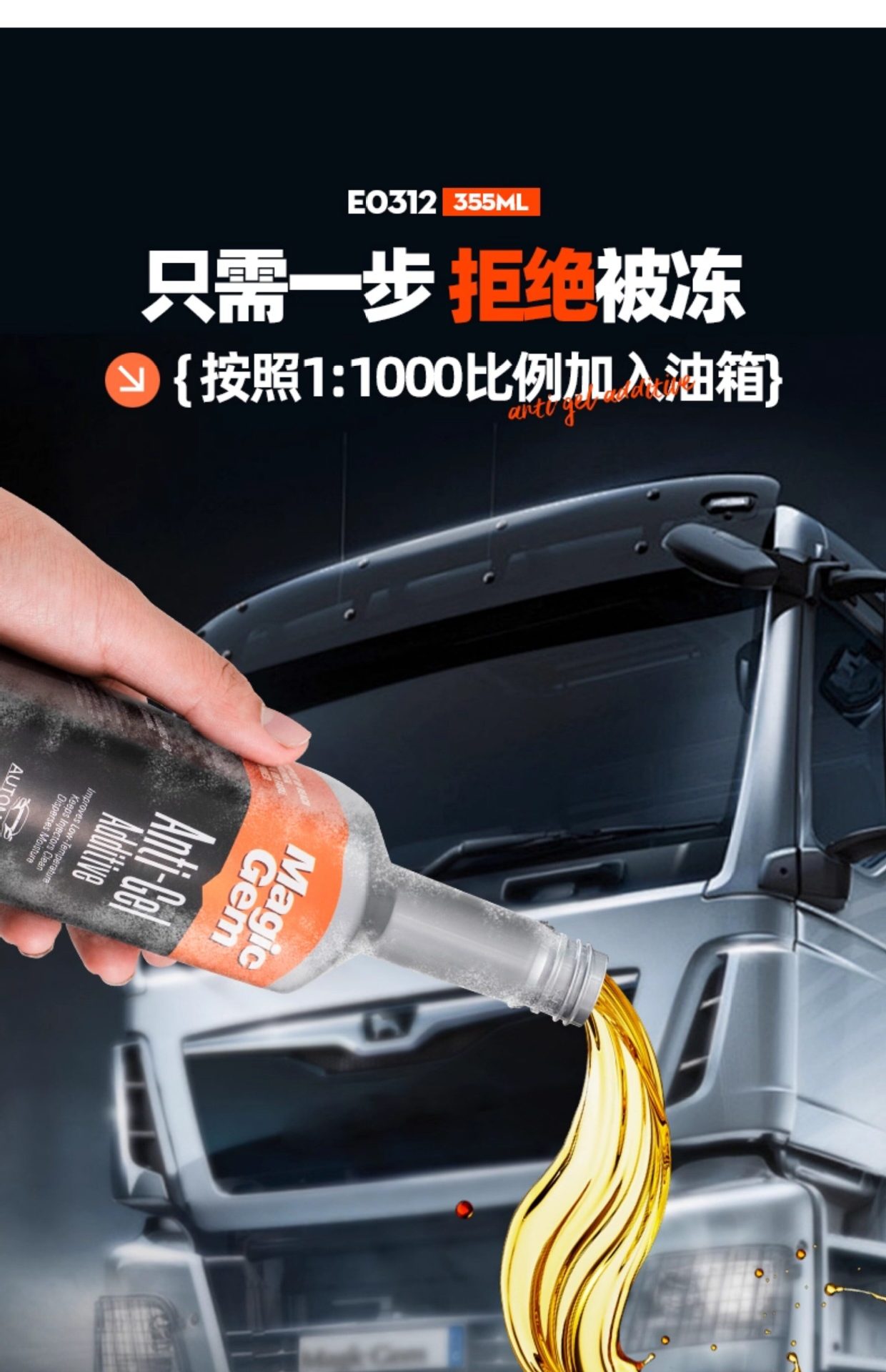 Diesel Antifreeze, Anticondensant, Anti-Freeze, Anti-Condensation Fluid, High-Efficiency Additive for Trucks, Winter Anti-Freezing Additive