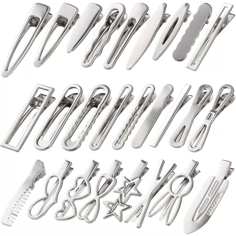 Simple Metallic Silver Duckbill Clip Sweet and Cool Hairpin Side Bangs Clip Seamless Hairpin DIY Handmade Hair Accessories Wholesale