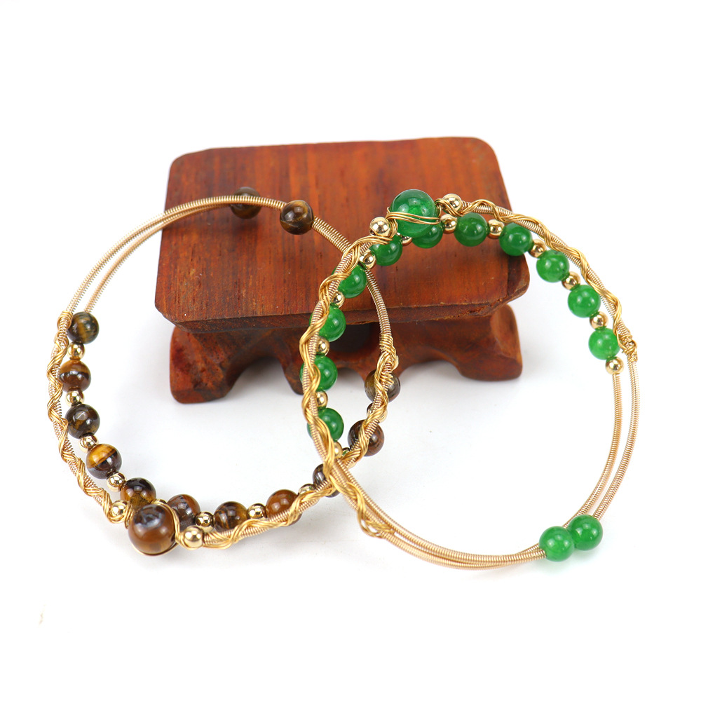 Fashion Geometric Copper Plating Natural Stone Bangle 1 Piece