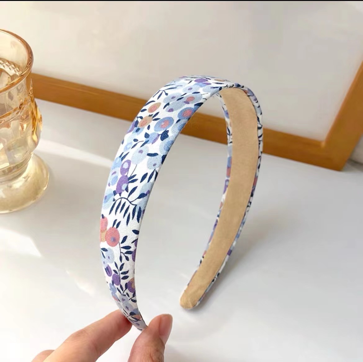 Brede haarband Zomer Franse stijl Veelzijdige buitenbloemige stof Clip Tie Gestreken haar Internet beroemdheid Koreaans_voghion.com