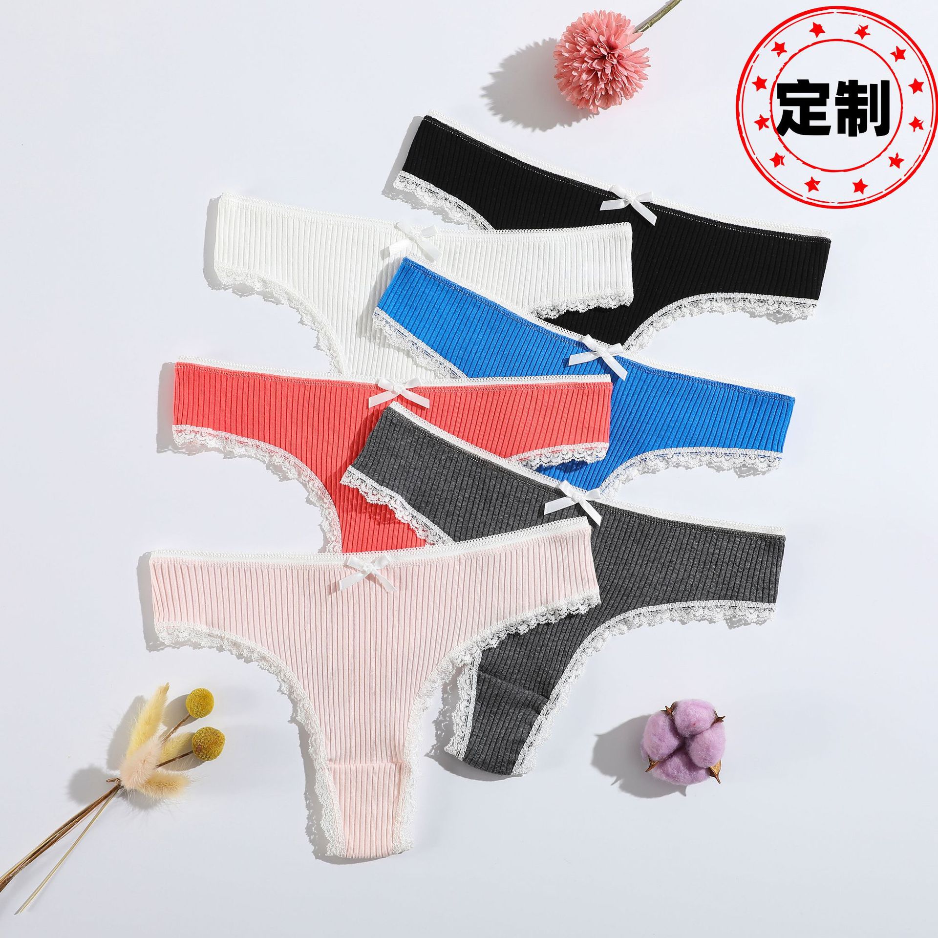 Nuevos productos de rosca de algodón, ropa interior cómoda, cintura baja, ropa interior transpirable, procesamiento personalizado.