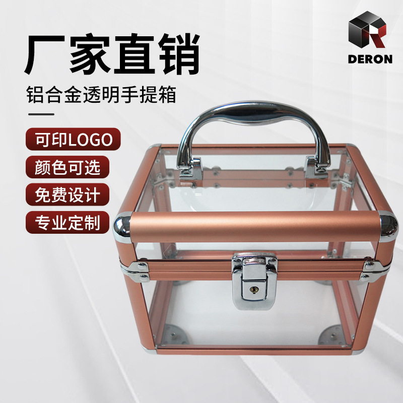 Makeup Tool Carrying Case Transparent Acrylic Large Index Card Box Storage Box with Handle Nail Art and Eyelash Display Box