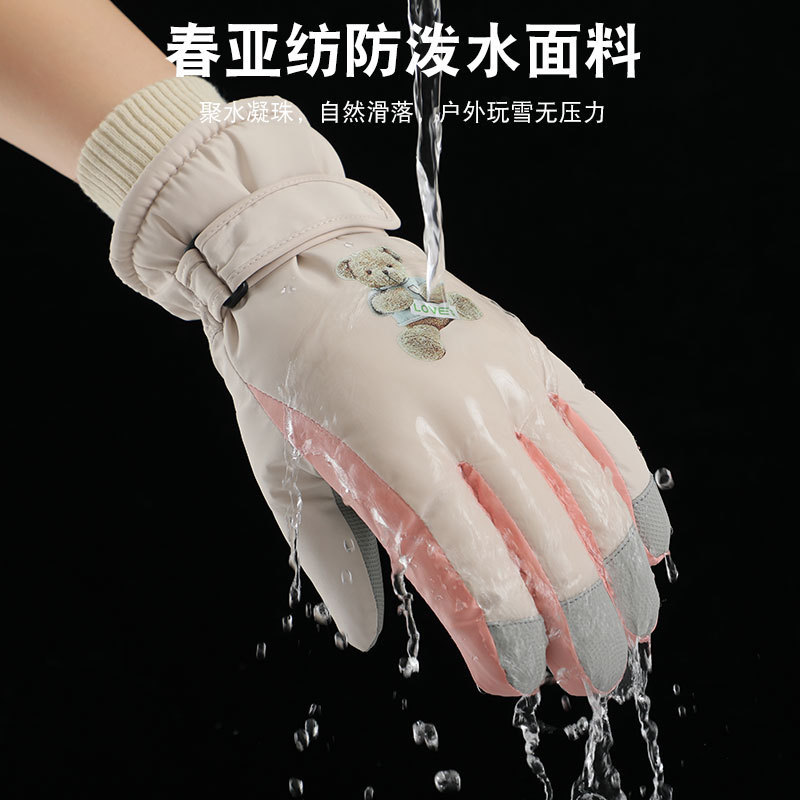 Guantes de esquí de invierno para mujeres calientes a prueba de frío pantalla táctil a prueba de salpicaduras de agua al aire libre a prueba de viento guantes de vello grueso